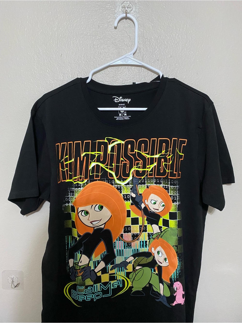 Disney Black Kim Possible Graphic Tee with Orange Hair Artwork